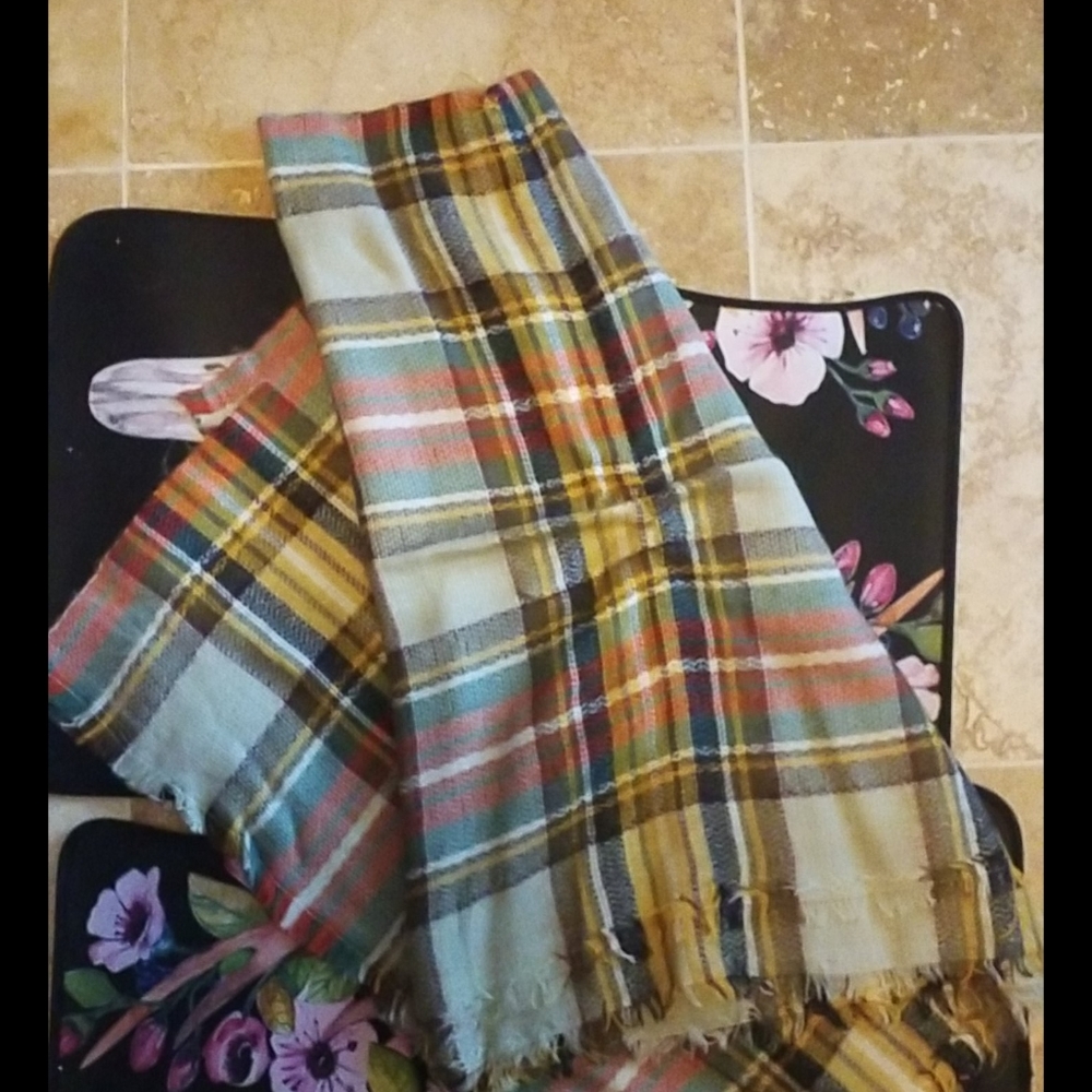 Large Plaid Scarf or Wrap